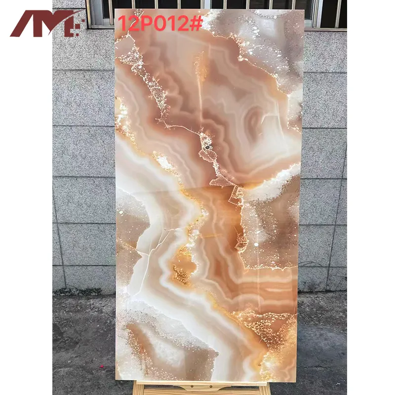 Glossy Marble-Look Porcelain Floor Tile 600x1200mm