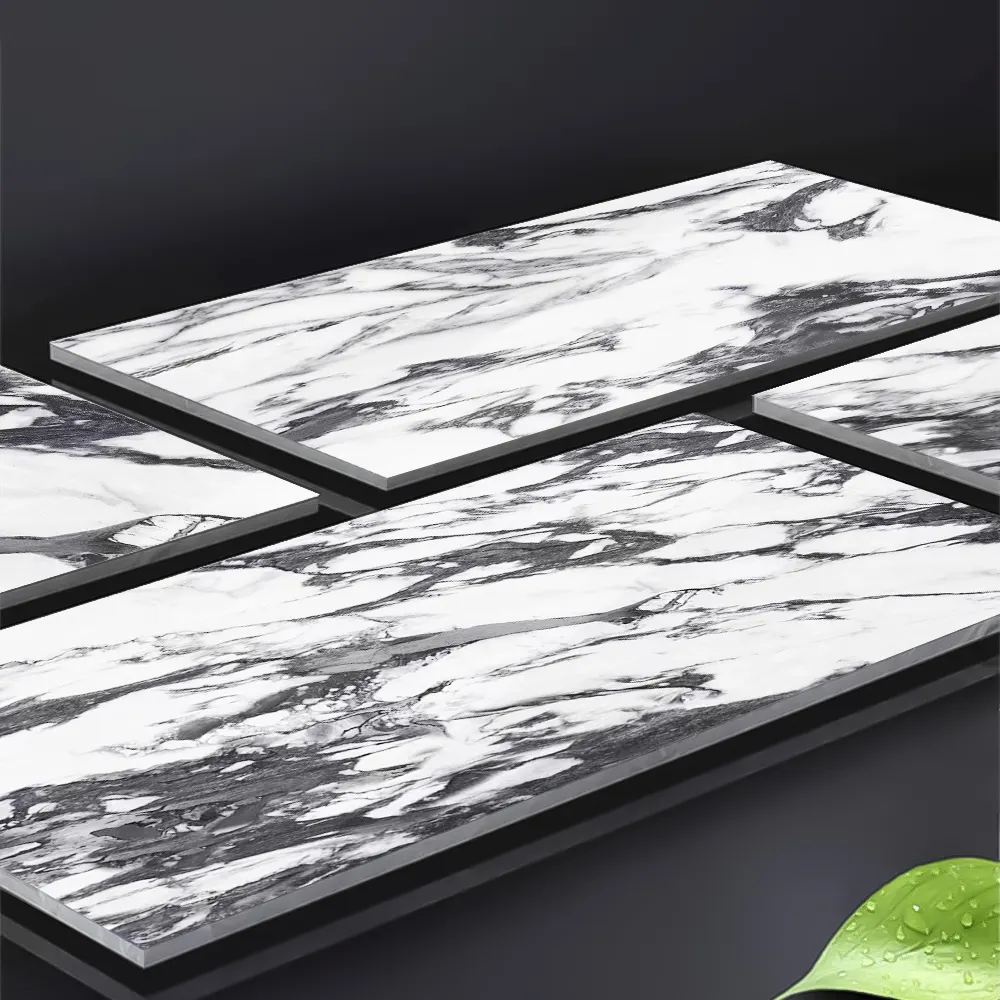 Non-Slip Marble-Look Polished Porcelain Wall And Floor Tile 600x1200mm
