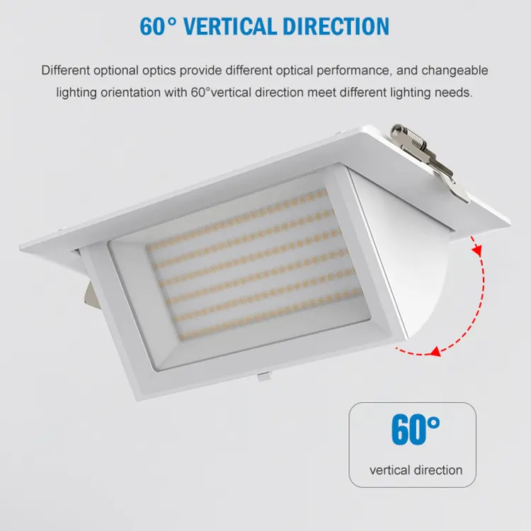 Adjustable Dimmable Recessed Square LED Downlight 20-60W
