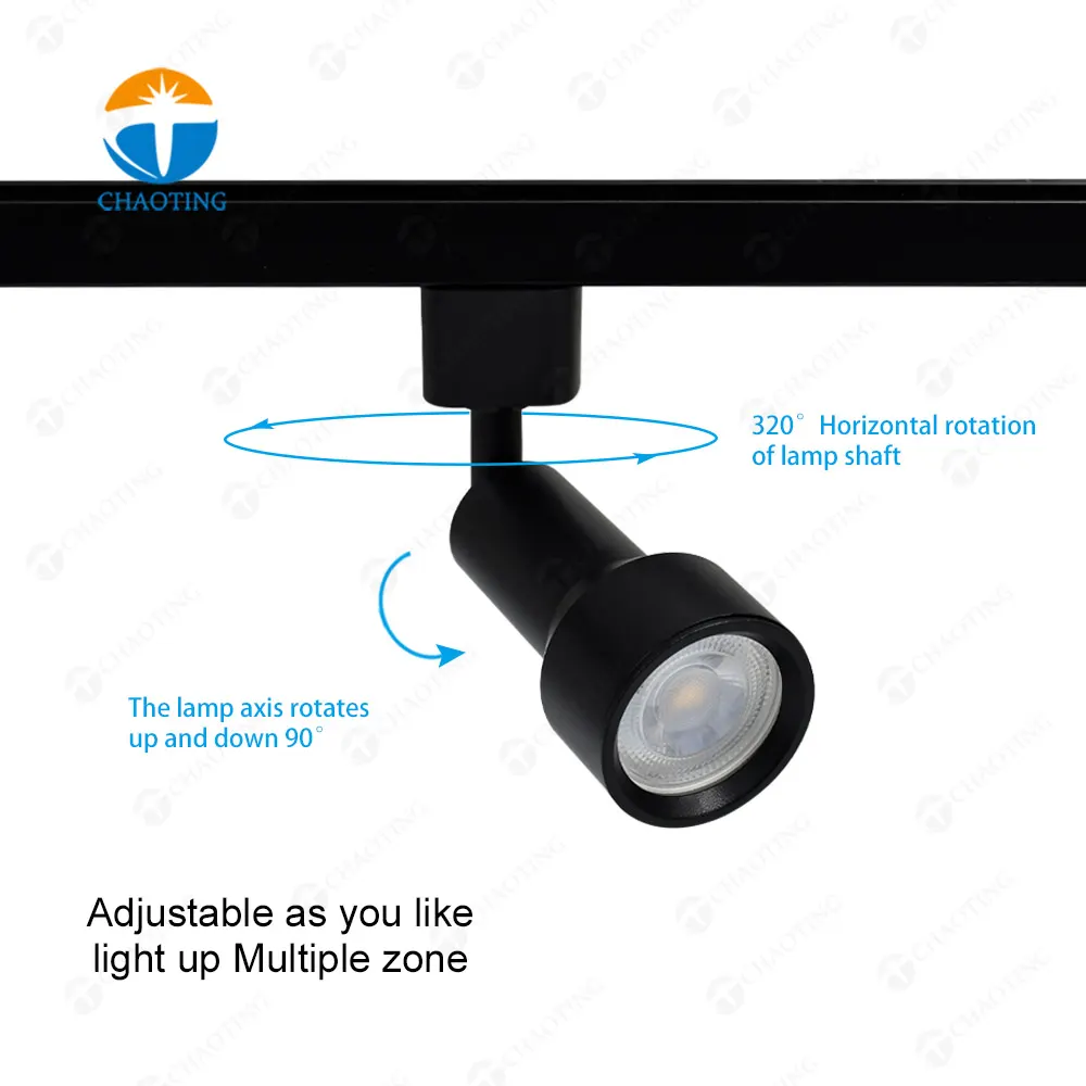Adjustable Aluminum Track Spotlight Housing GU10/MR16