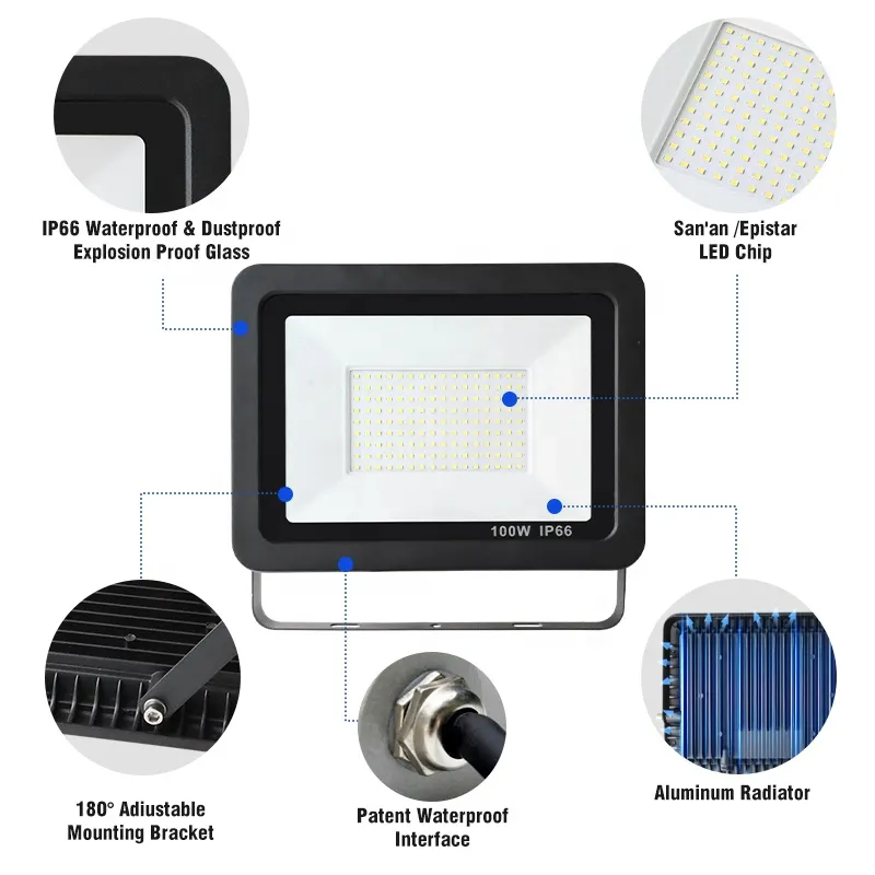 Aluminum LED Floodlight 150-500W IP66 170-265V
