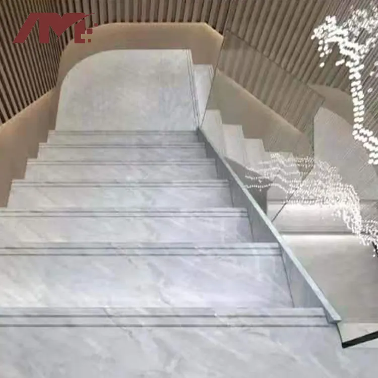 Non-Slip Marble-Look Porcelain Stair Tread Tile 1200x470mm