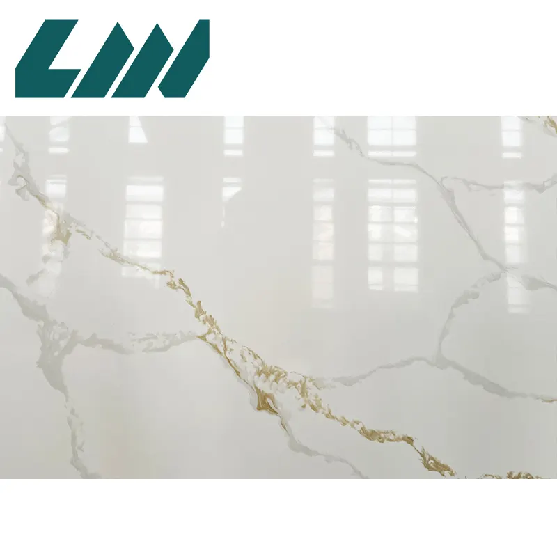 Calacatta White/Gold Engineered Quartz Slab 3200x1600mm