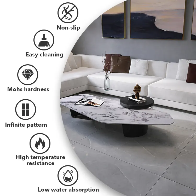 Non-Slip Marble-Look Polished Porcelain Floor Tile 600x1200mm