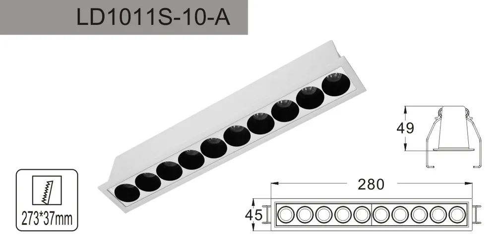 Anti-Glare Recessed Aluminum LED Grille Spotlight