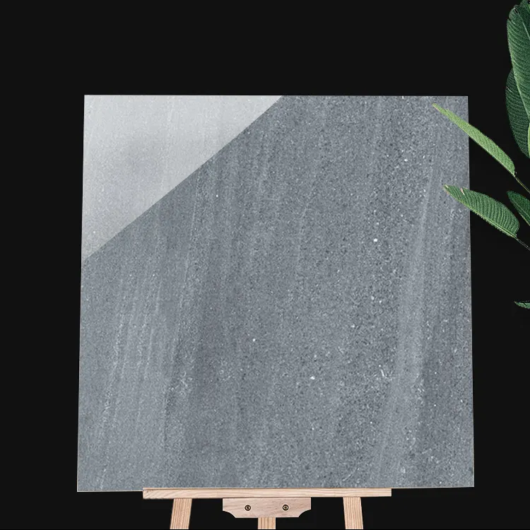 Marble-Look Light Gray Polished Porcelain Floor Tile 600x600mm