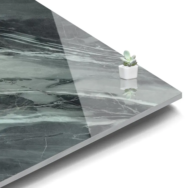 Non-Slip Stone-Look Gold Polished Porcelain Floor Tile 800x800mm