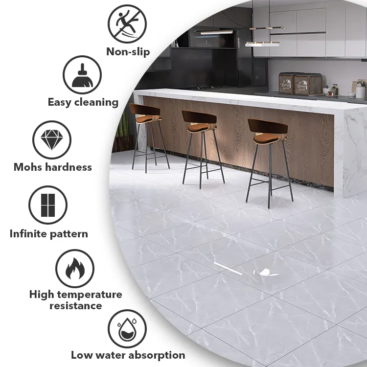 Marble-Look Porcelain Floor Tile 600x600mm