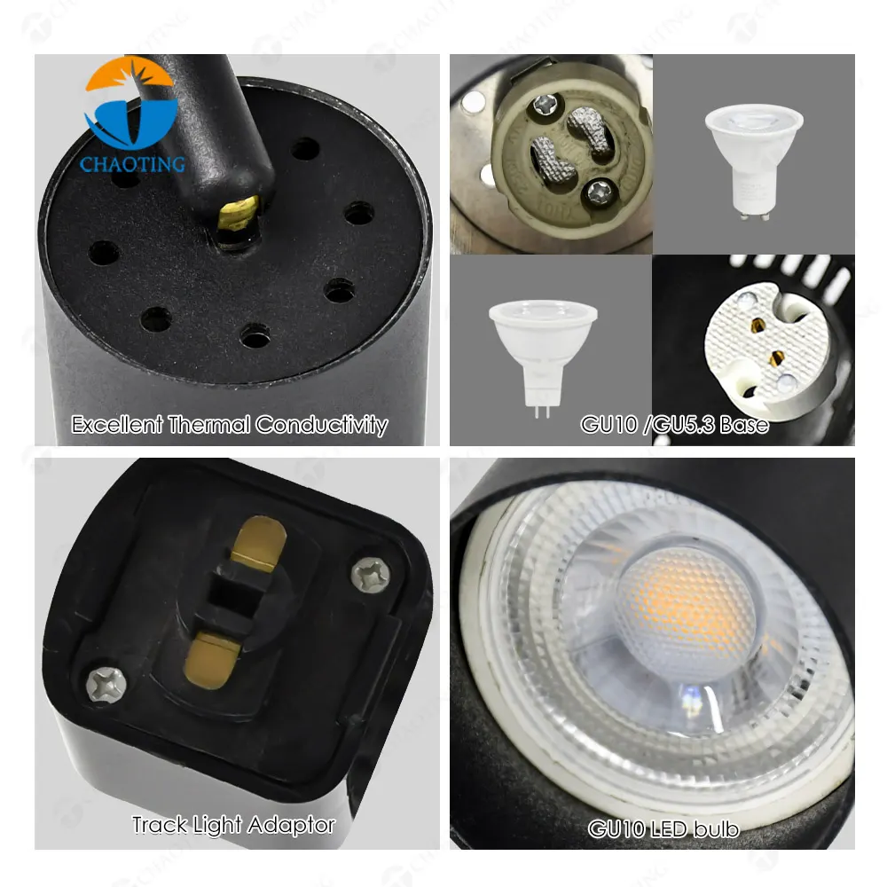 Aluminum Track Spotlight Housing MR16/GU10 for 2/3/4-Wire Track