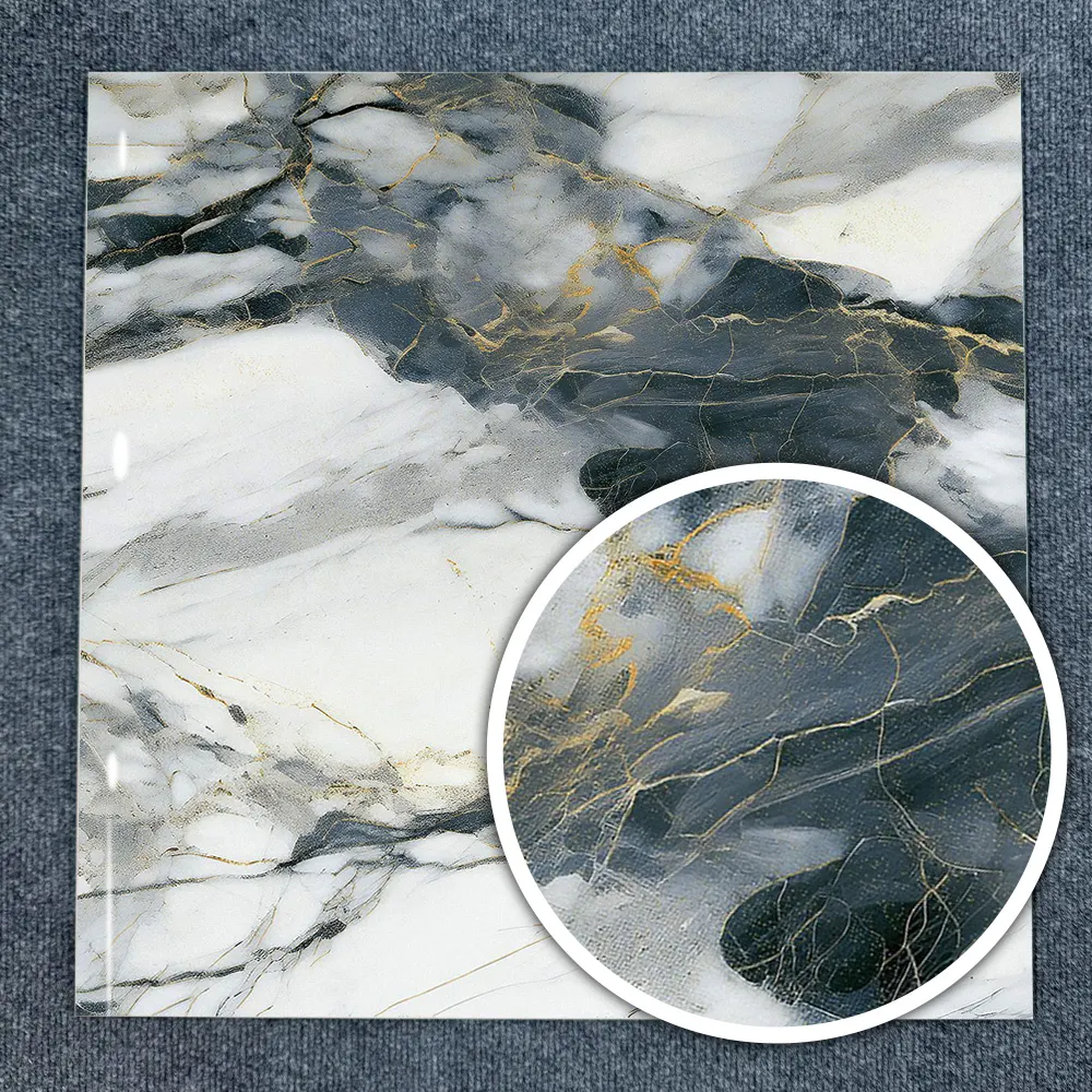 Non-Slip Stone-Look Glossy Porcelain Wall Tile 600x600mm