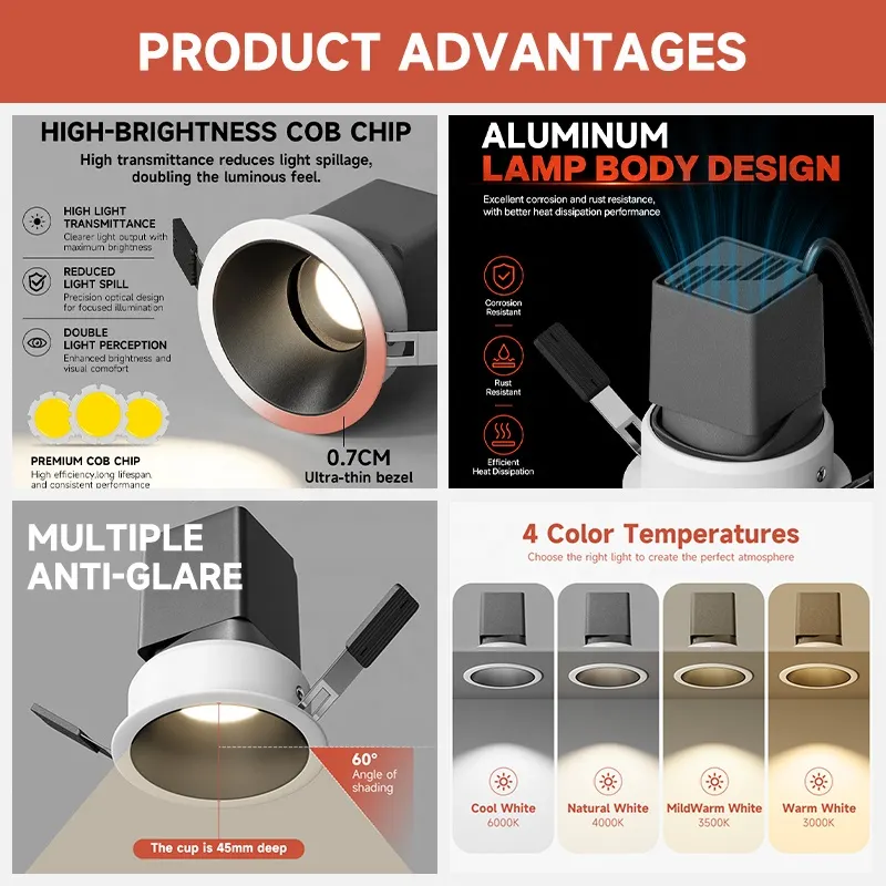 Recessed Aluminum LED Downlight 9W