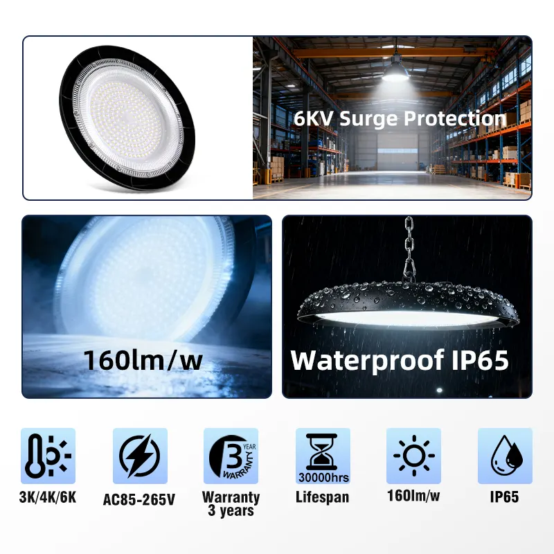 Aluminum UFO LED High Bay Light 100W IP65 6500K