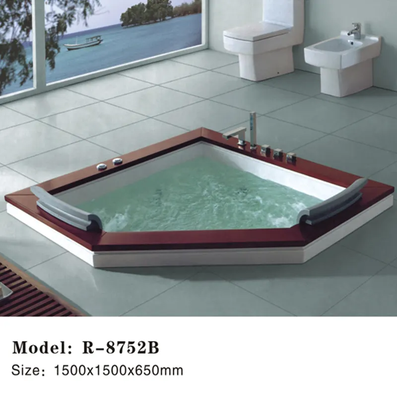 Acrylic Corner Whirlpool Massage Bathtub 1.5m