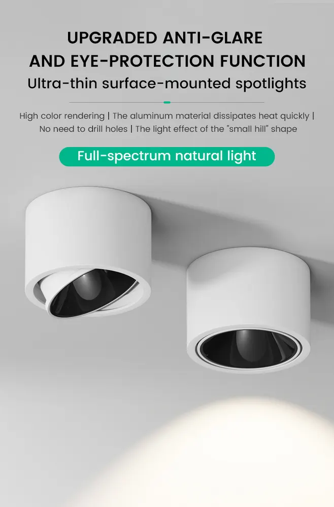 Adjustable Surface-Mounted Aluminum LED Downlight 10W