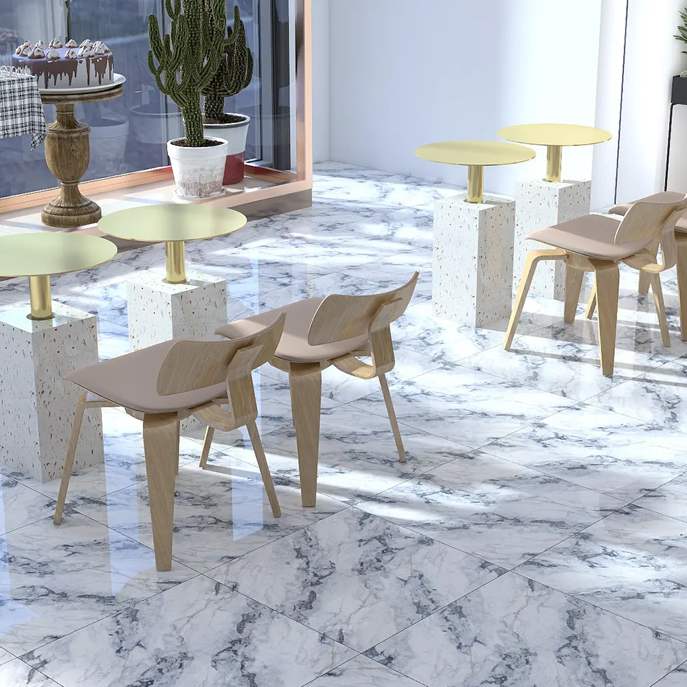 Non-Slip Stone-Look Polished Porcelain Floor Tile 600x600mm