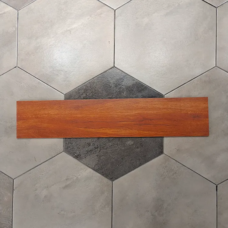 Non-Slip Wood-Look Gray Ceramic Floor Tile 150x800mm
