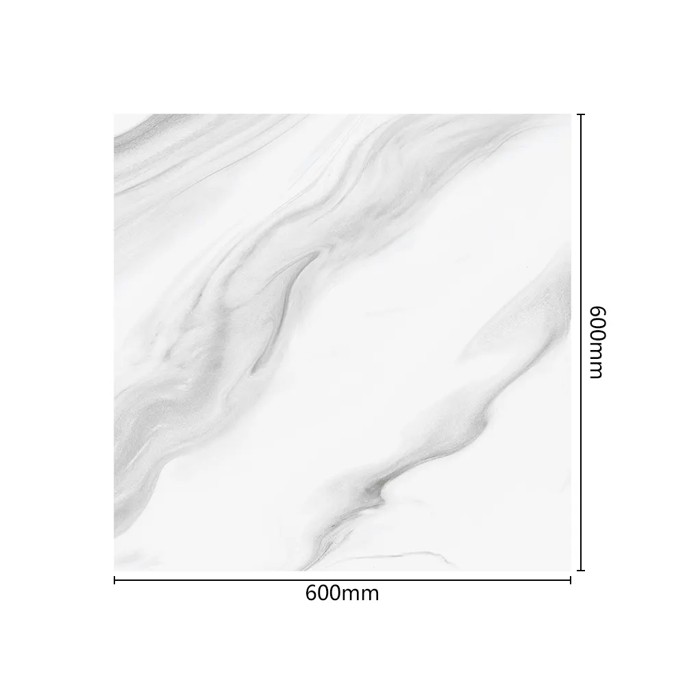 Non-Slip Stone-Look White Polished Porcelain Wall Tile 600x600mm