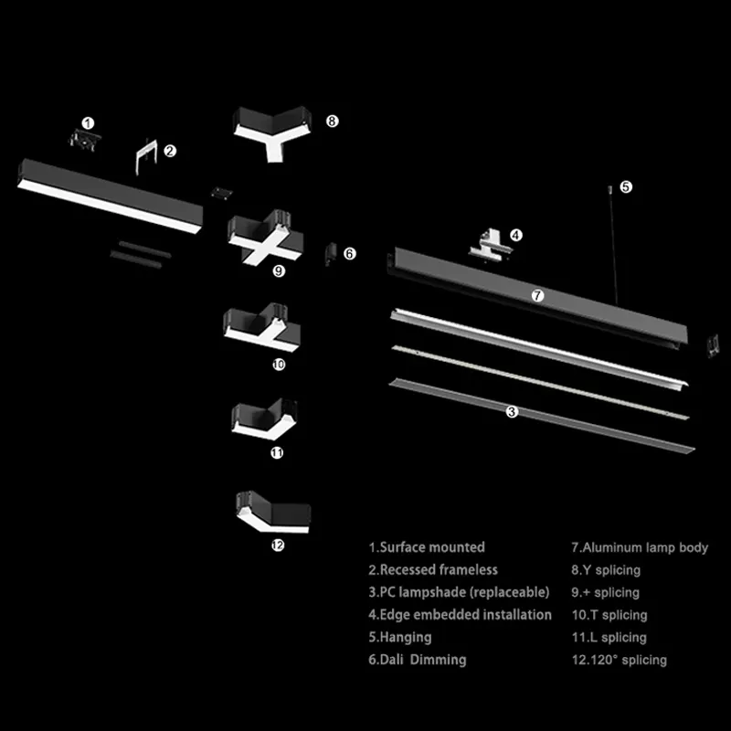 Aluminum Linear LED Light Fixture 55x75x1200mm 9-36W