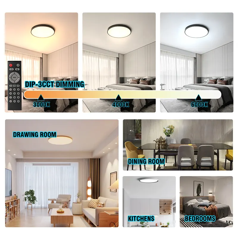 Dimmable Surface-Mounted Aluminum LED Panel Light 52.5x52.5x27cm 40W 220V 3CCT 3CCT Selectable