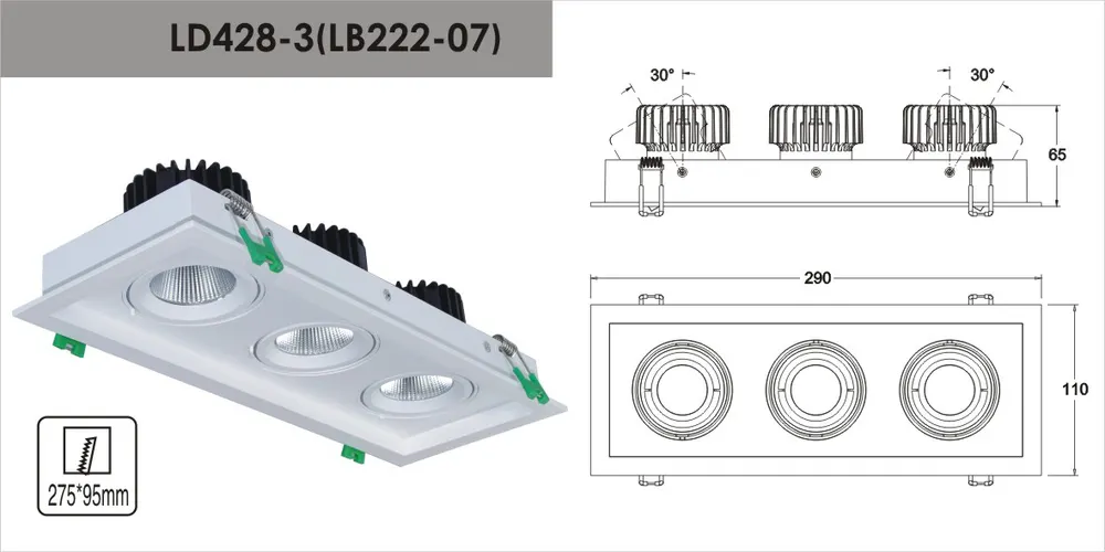 Recessed Square Aluminum COB LED Downlight 12W