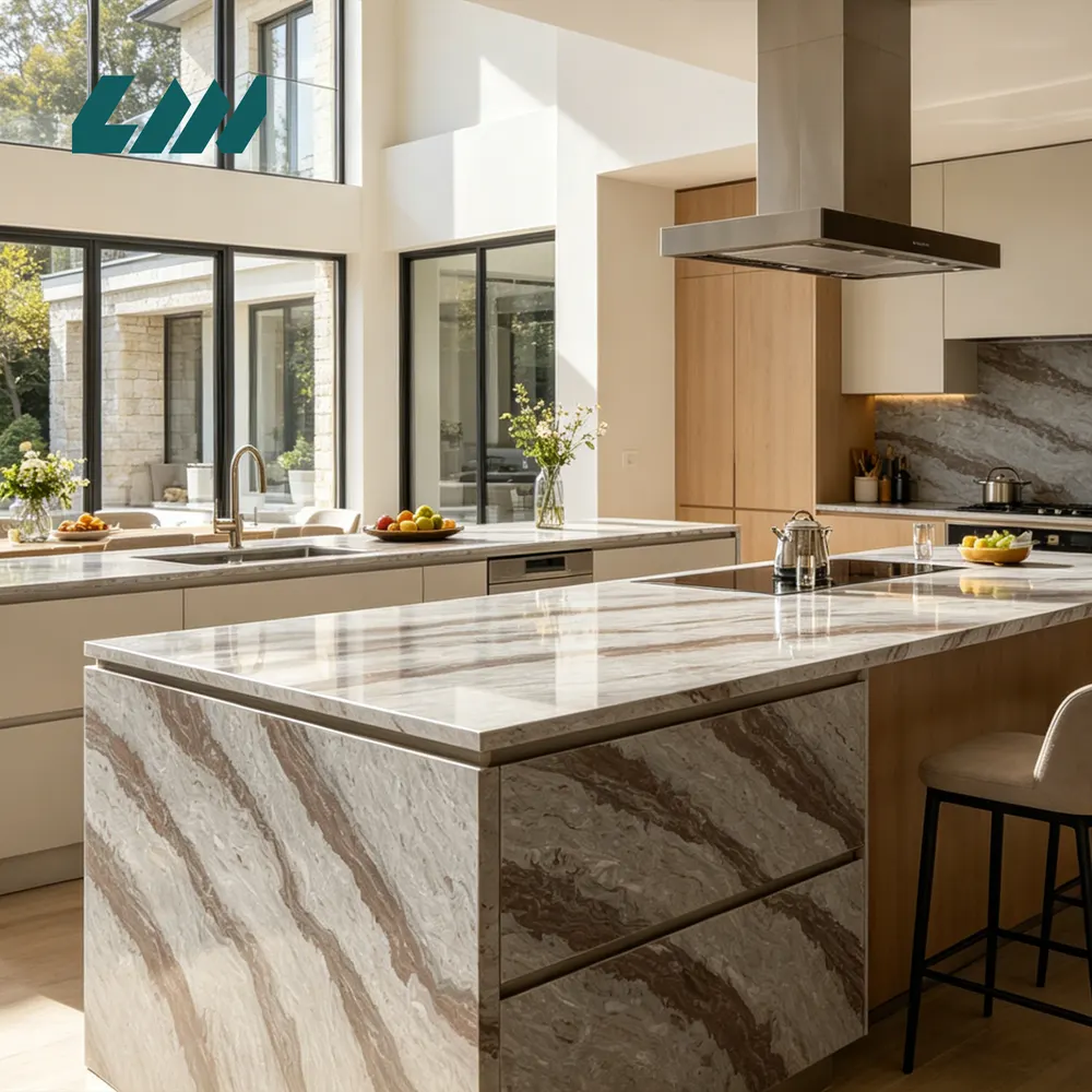 Jade-Look Polished Engineered Quartz Slab 3200x1600mm