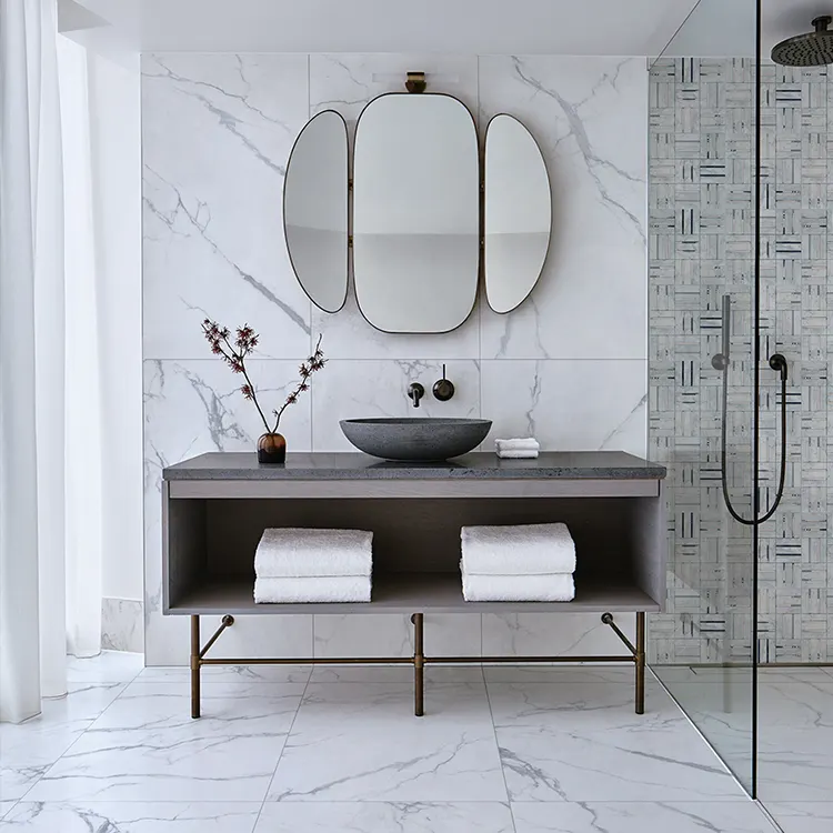 Marble-Look Polished Porcelain Wall And Floor Tile 600x1200mm