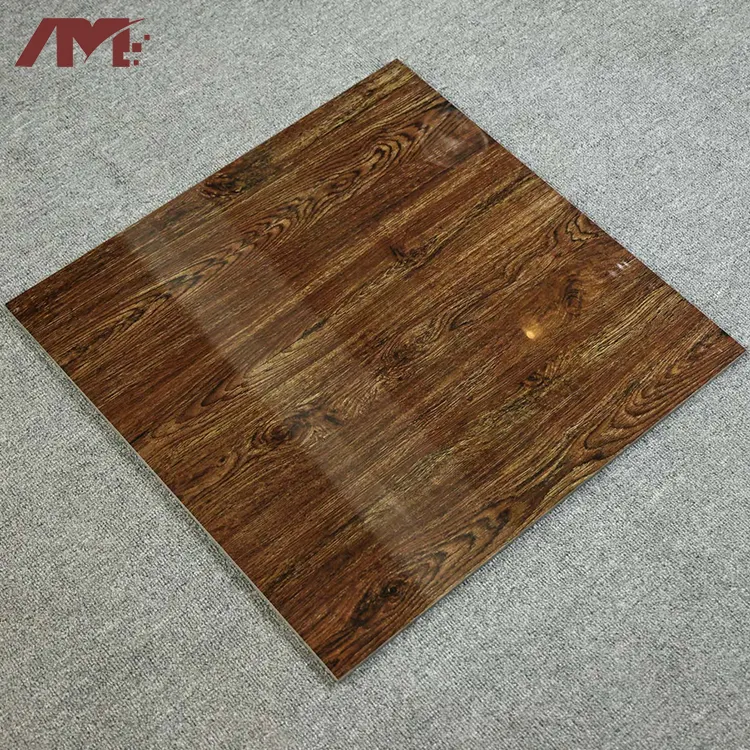 Wood-Look Glossy Porcelain Floor Tile 600x600mm