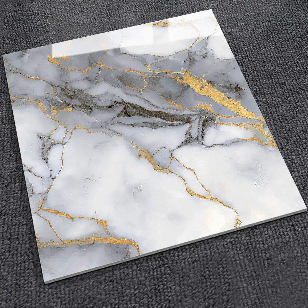 Gold Marble-Look Porcelain Floor Tile 600x600mm