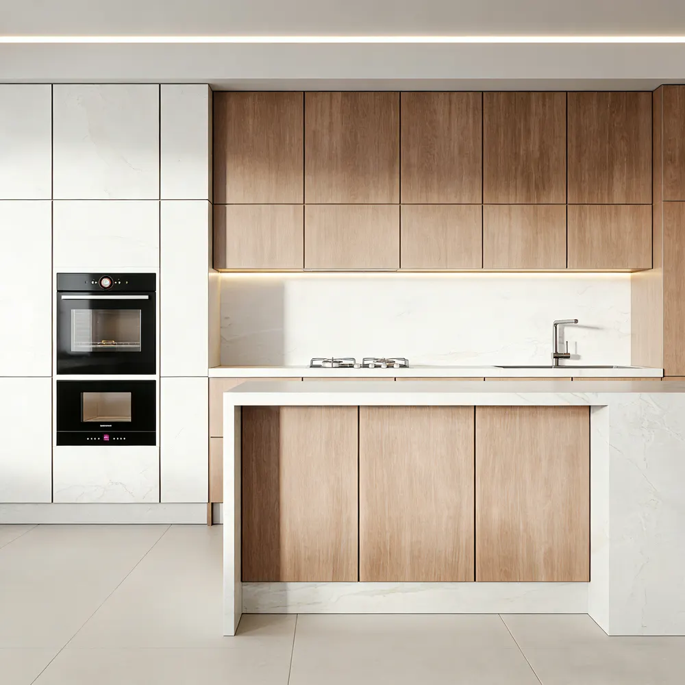Modern MDF Modular Kitchen Cabinet Set With Acrylic Doors