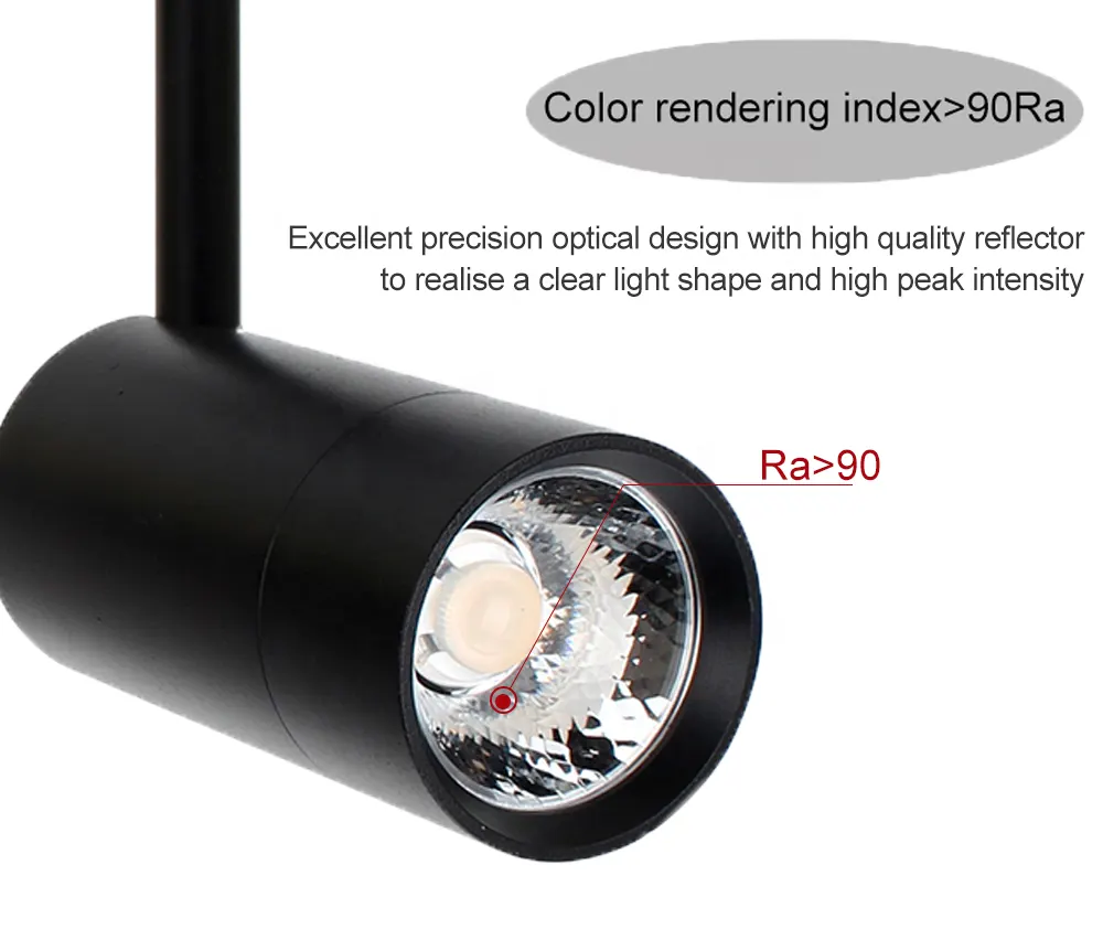 Adjustable Dimmable Aluminum LED Track Spotlight White 10-30W