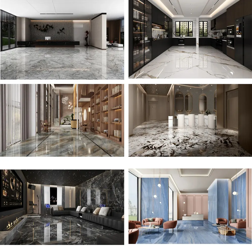 Marble-Look Black/Blue/Green Polished Sintered Stone Slab 600x1200mm