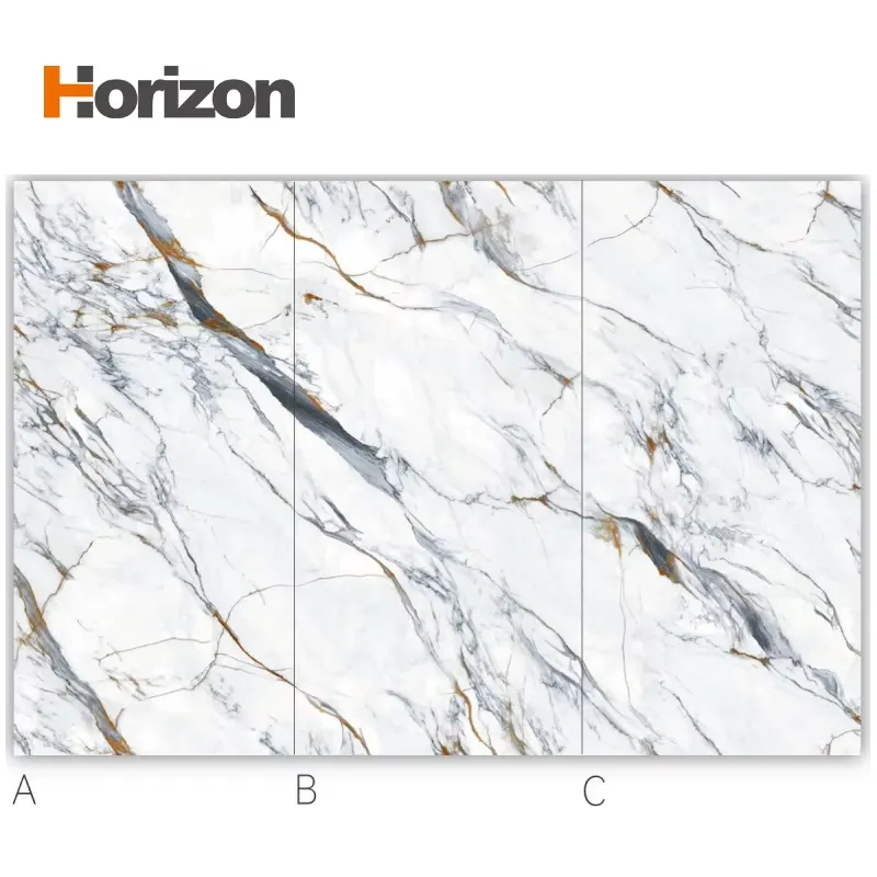 Marble-Look Black Sintered Stone Slab 3200x1600mm