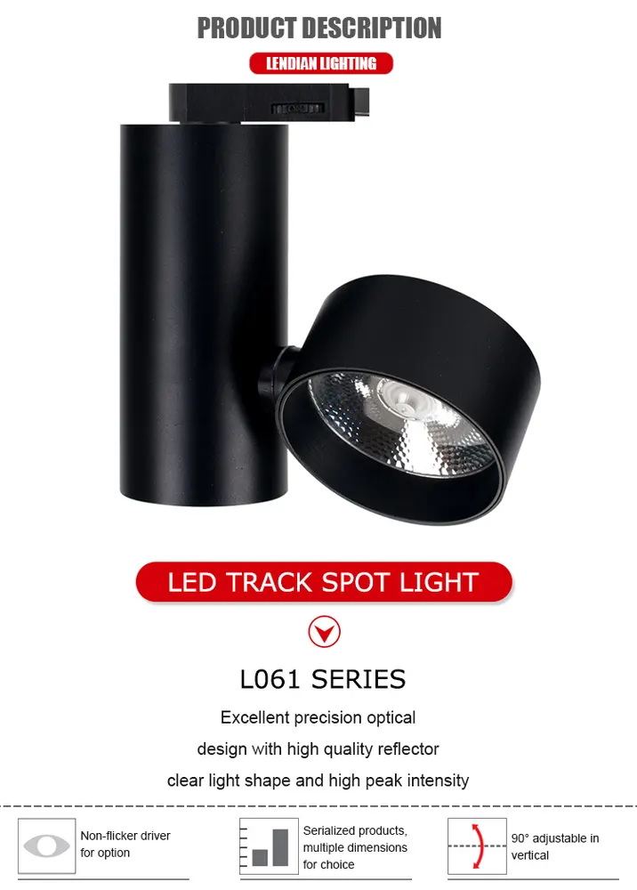 Adjustable Dimmable Aluminum LED Track Spotlight 15-40W 85-265V