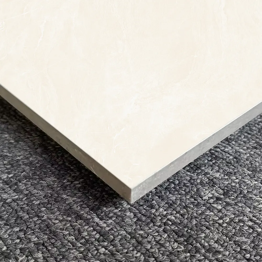 Marble-Look Beige Glossy Porcelain Floor Tile 800x800mm
