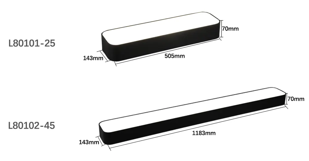 Recessed Rectangular Aluminum LED Panel Light Black/White 25/45W 220V