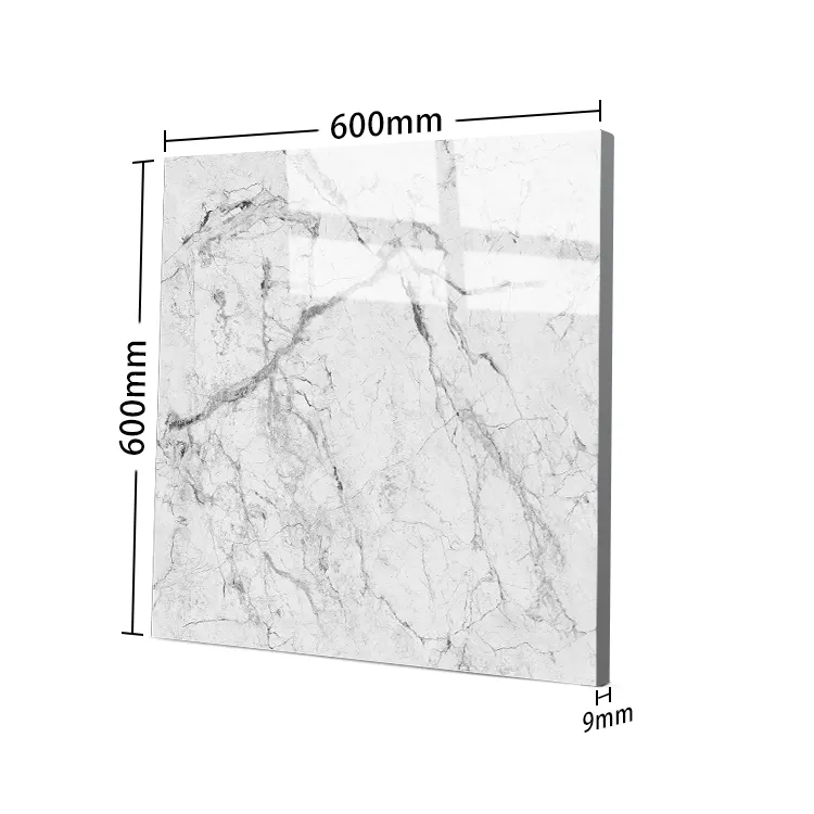 Marble-Look White Polished Porcelain Wall And Floor Tile 600x600mm