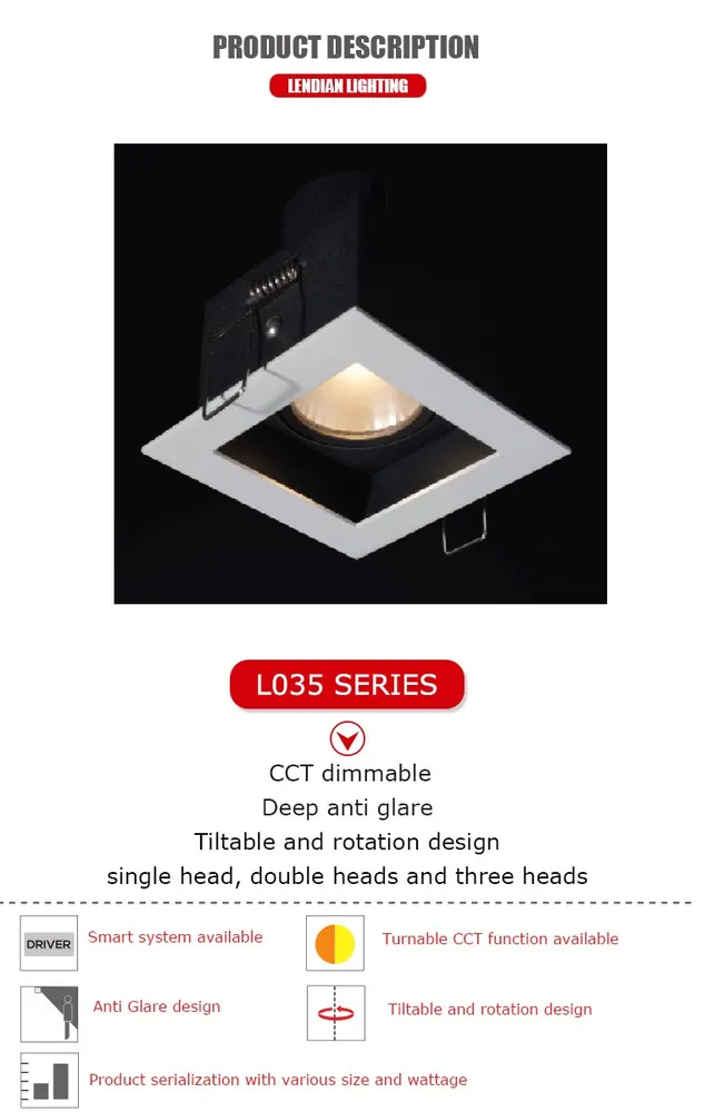 Aluminum LED Grille Spotlight 3x9W/3x15W/3x30W