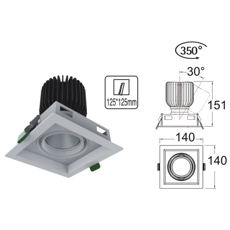 Trimless Recessed Aluminum LED Downlight 28/32W