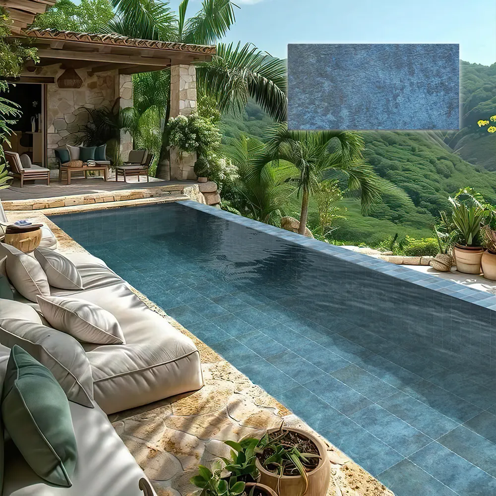 Non-Slip Stone-Look Matte Porcelain Swimming Pool Tile 300x600mm