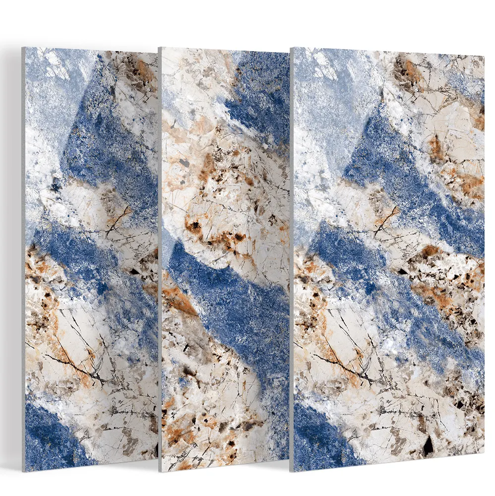 Marble-Look Blue Polished Porcelain Floor Tile 600x1200mm