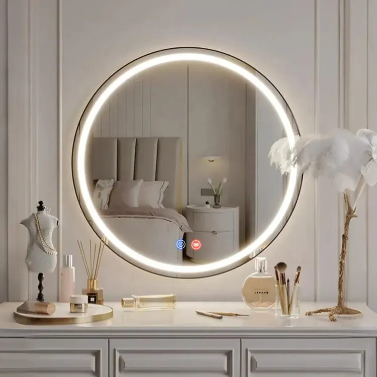 Touch-Controlled Smart Round LED Bathroom Mirror IP65 24in