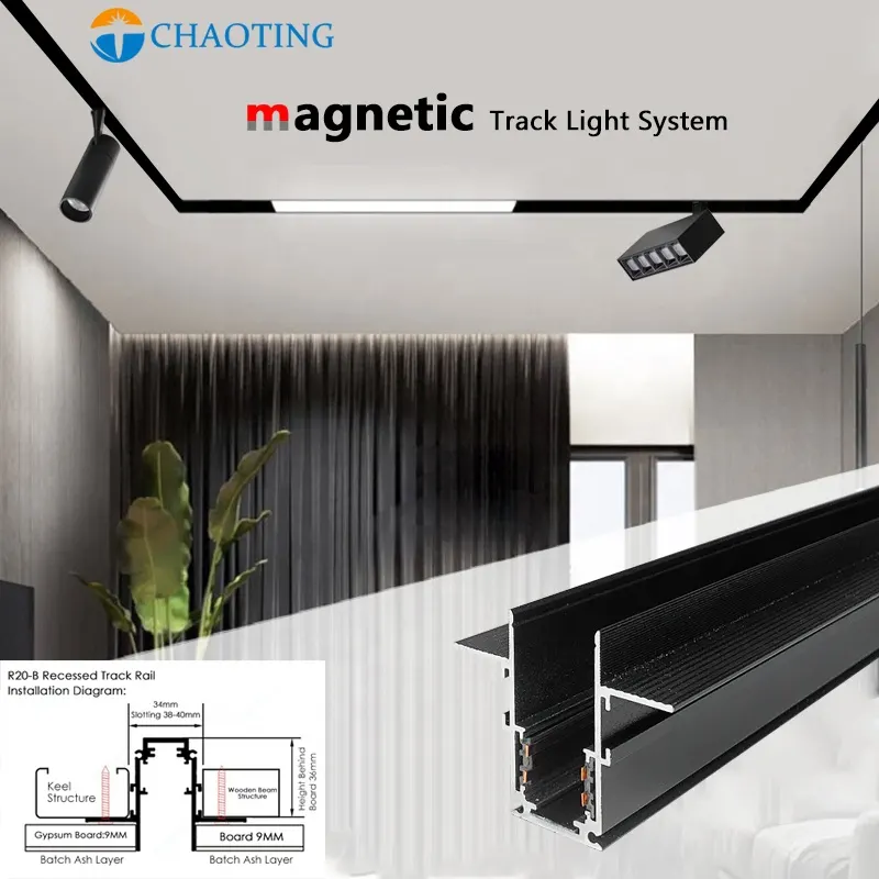 Tuya Smart Dimmable Surface-Mounted Magnetic COB LED Track Spotlight 6-40W 48V
