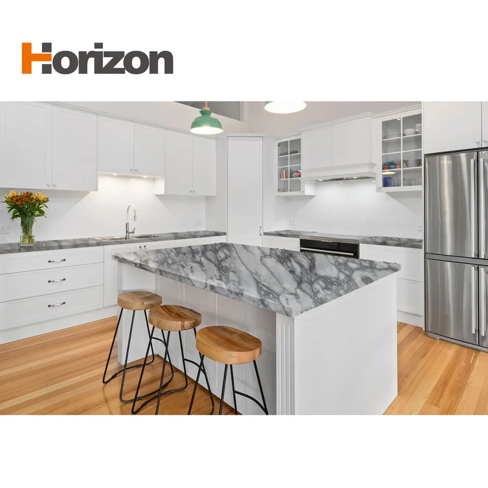 3D-Printed Carrara Black Polished Engineered Quartz Slab