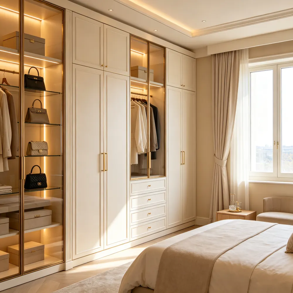 Modern Melamine Bedroom Wardrobe For Walk-In Storage