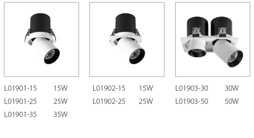 Adjustable Recessed Aluminum LED Downlight 15-50W