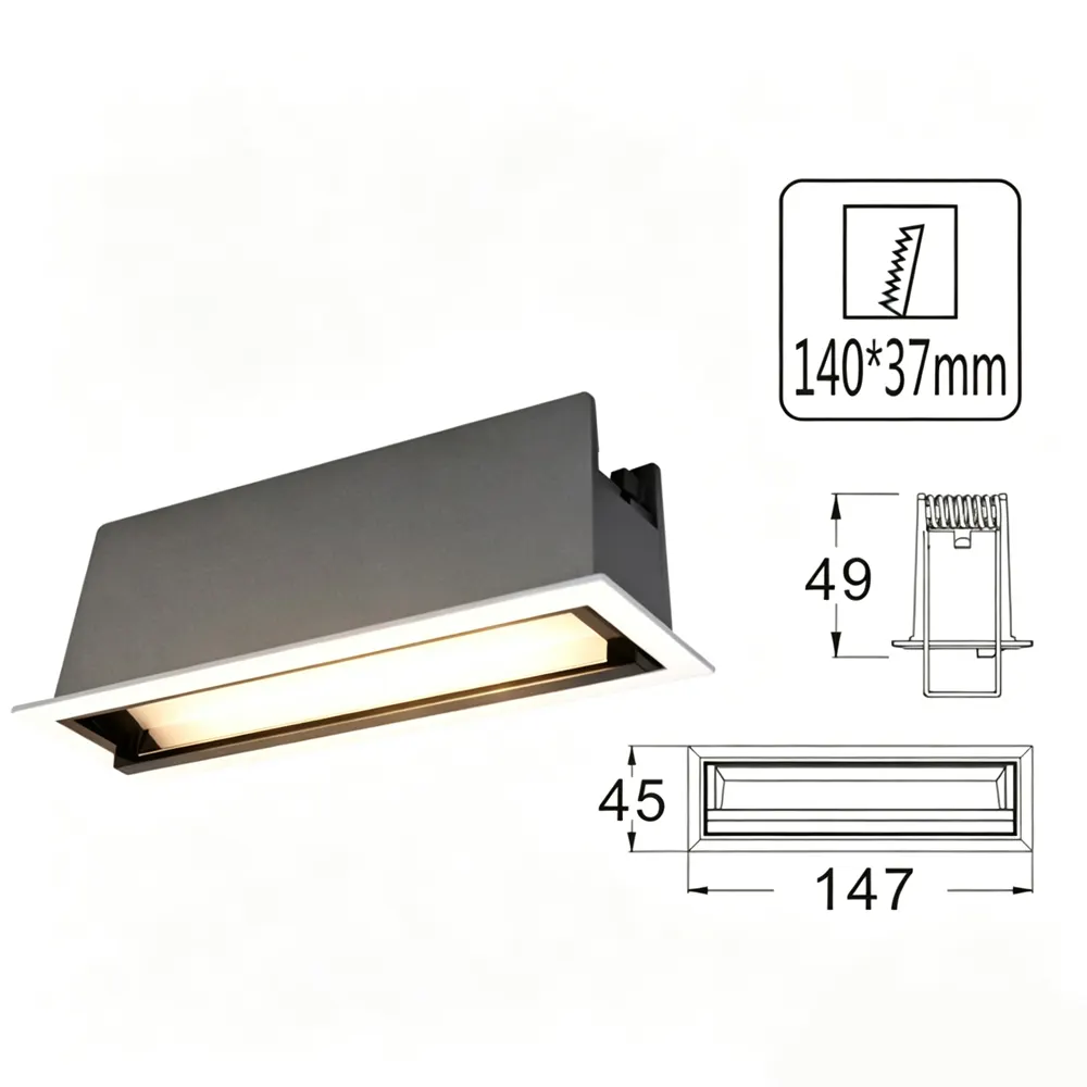 Square Aluminum LED Grille Spotlight