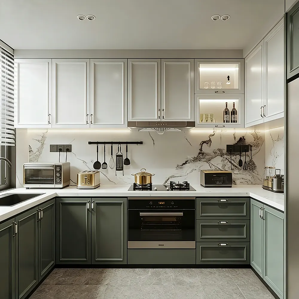 Modern Melamine Custom Kitchen Cabinet With Kitchen Island