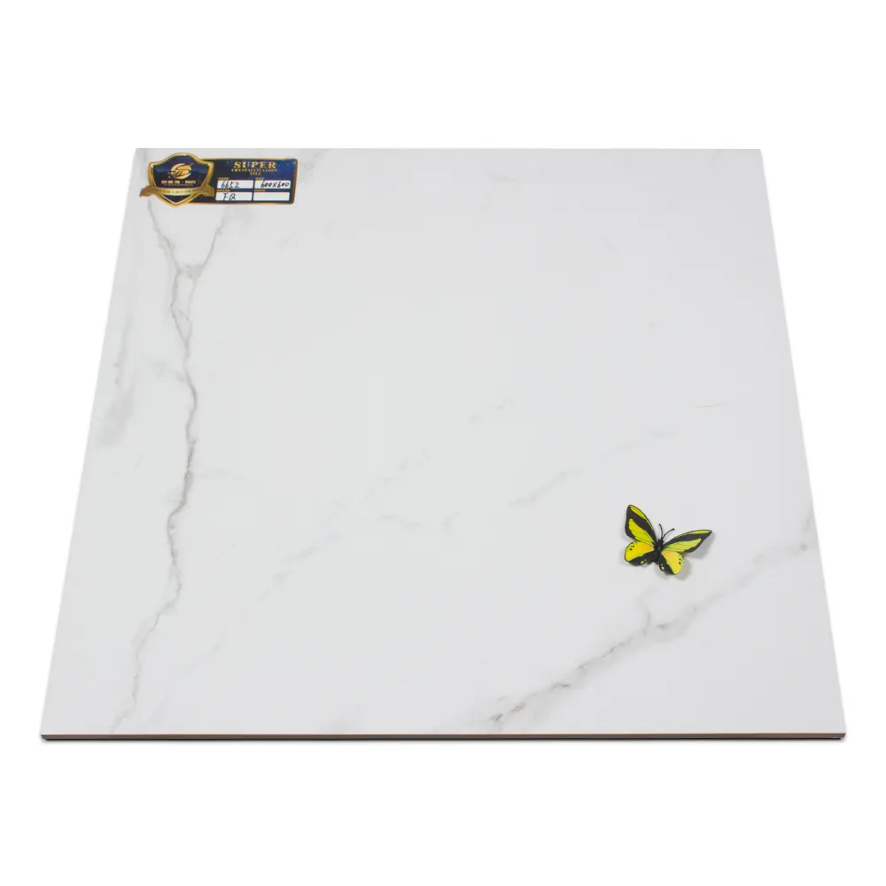 Stone-Look White Polished Porcelain Floor Tile 600x600mm