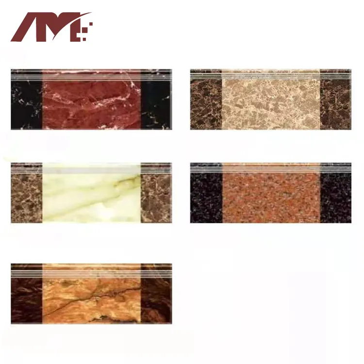 Marble-Look Glazed Porcelain Stair Tread Tile 470x1200mm