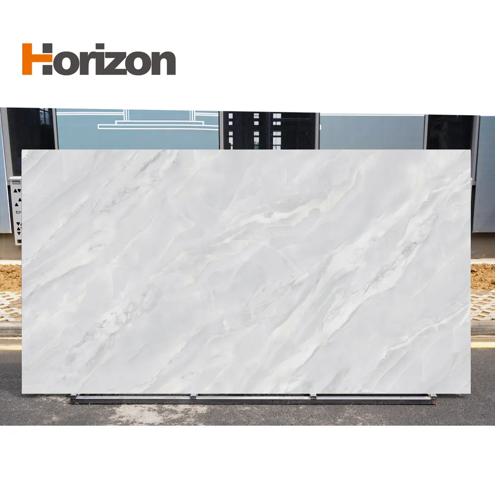 3D-Printed Calacatta White/Gold Engineered Quartz Slab